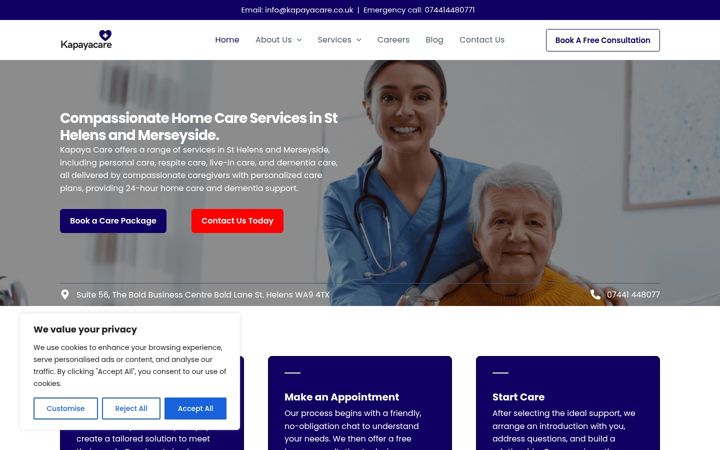Screenshot of kapayacare.co.uk