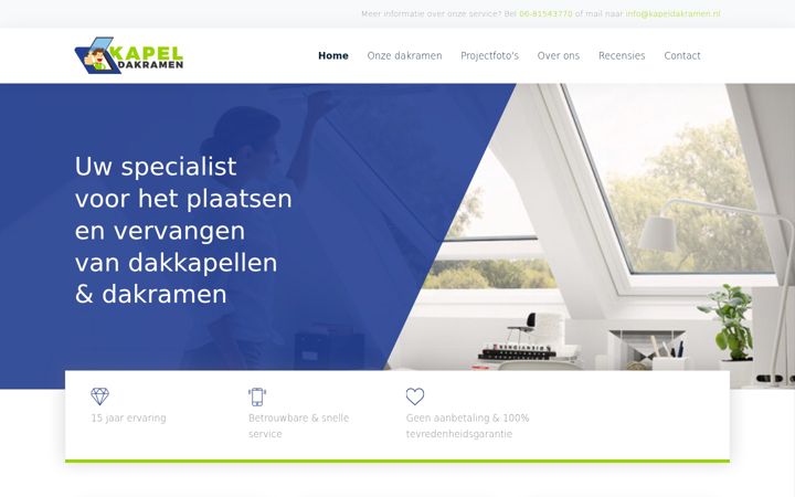 Screenshot von kapeldakramen.nl