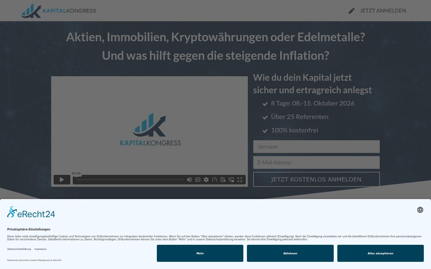 Screenshot of the consent banner shown before any interaction