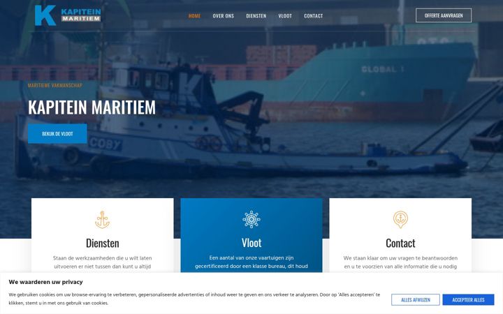 Screenshot of kapiteinmaritiem.com