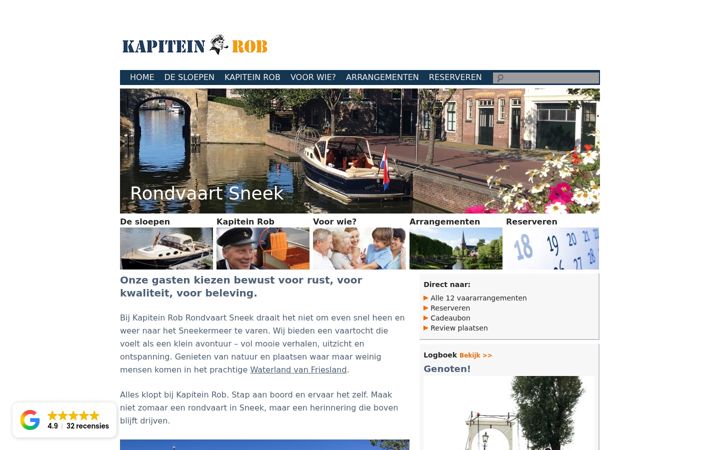 Screenshot of kapiteinrob-rondvaart.nl