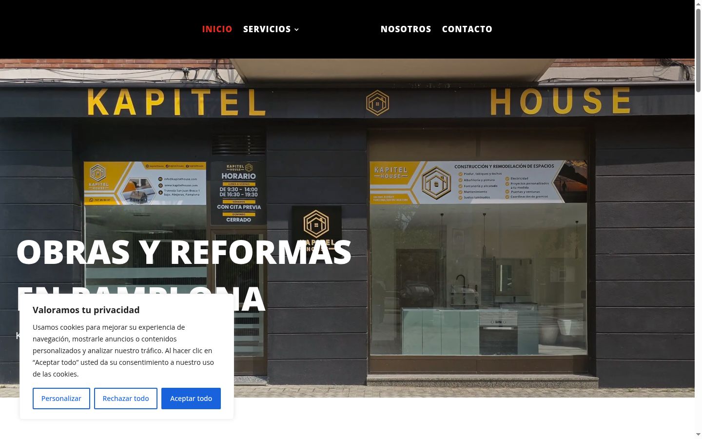 Captura de ecrã do banner de consentimento apresentado antes de qualquer interação