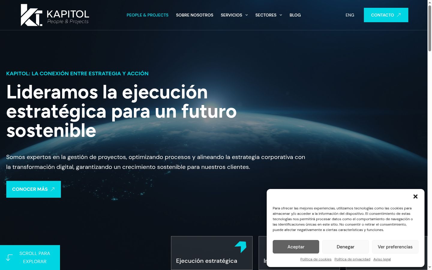 Captura de ecrã do banner de consentimento apresentado antes de qualquer interação