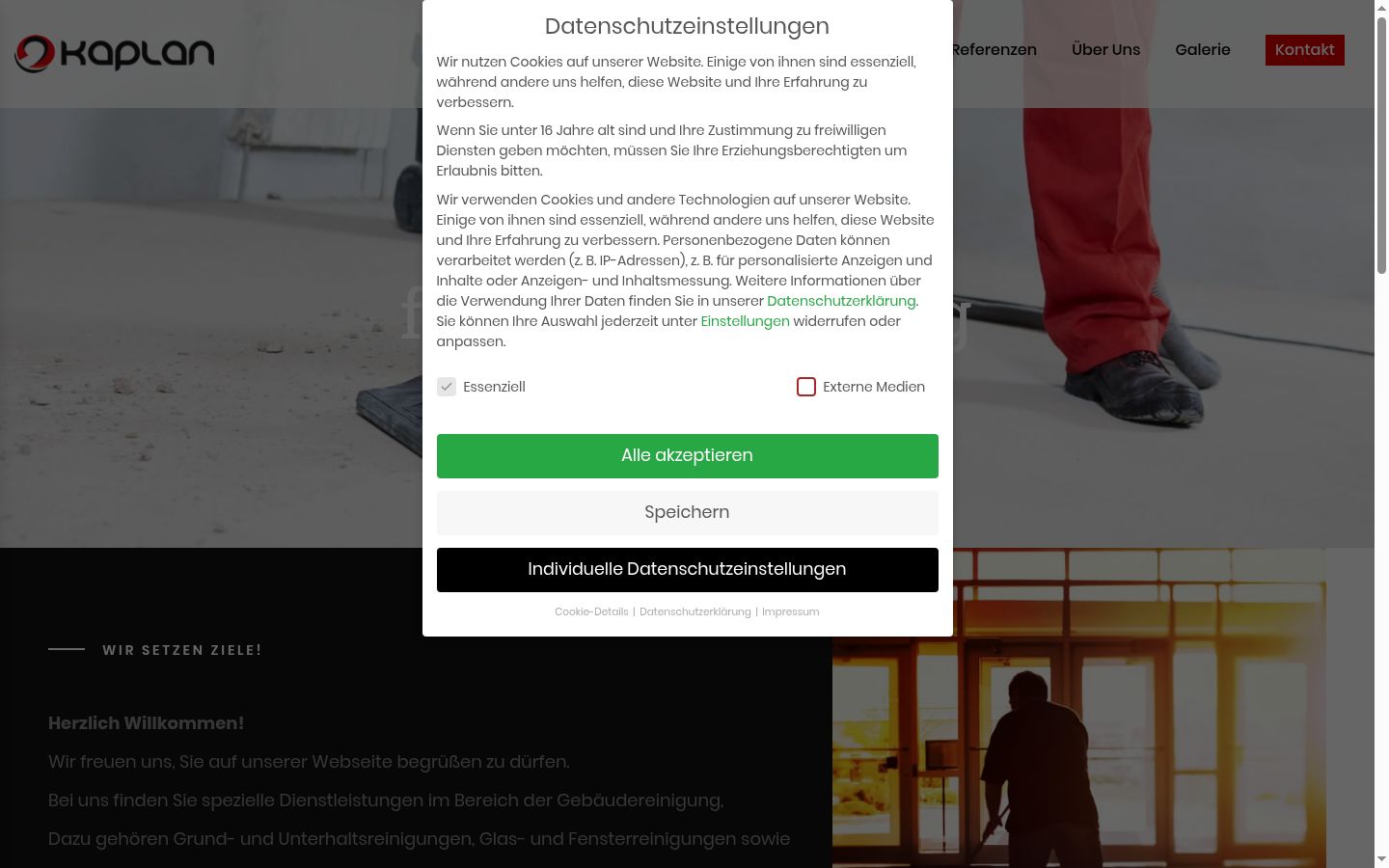 Skærmbillede af samtykkebanneret, som det blev vist før nogen interaktion