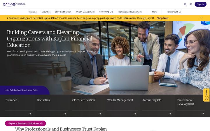 Screenshot of kaplanfinancial.com