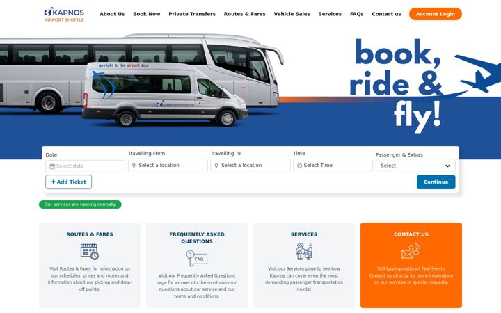Screenshot of kapnosairportshuttle.com