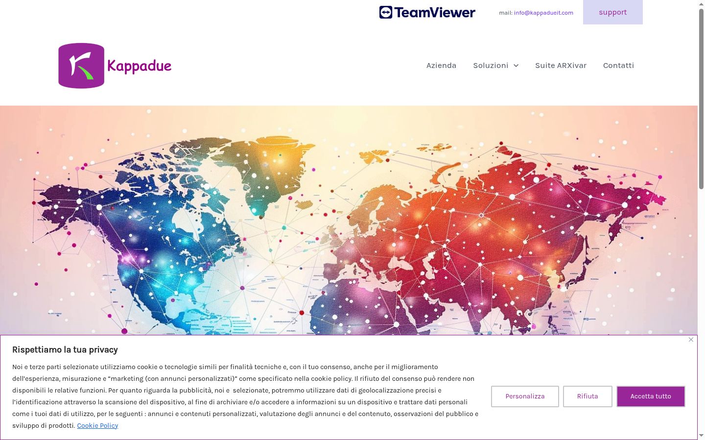 Screenshot del banner di consenso mostrato prima di qualsiasi interazione