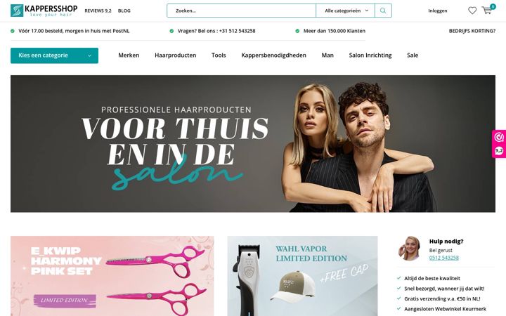 Screenshot of kappersshop.com