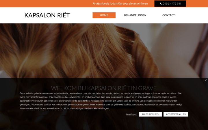 Screenshot of kapsalon-riet.nl