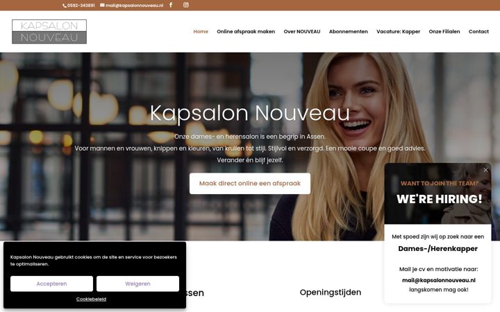 Screenshot of kapsalonnouveau.nl