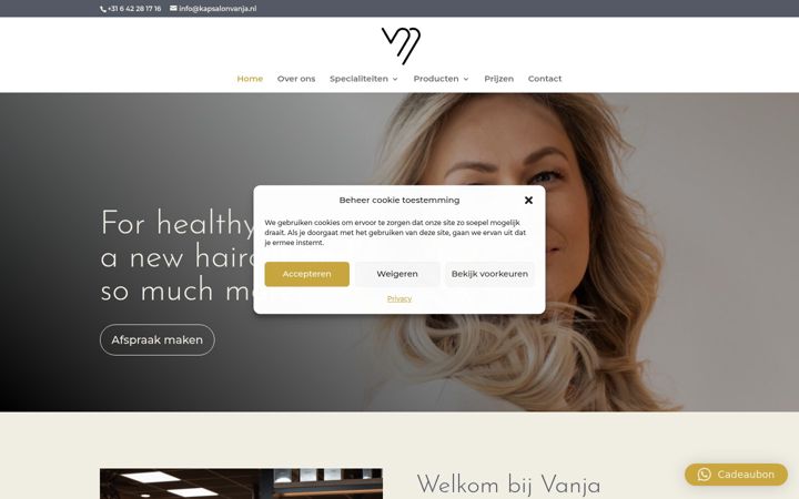 Screenshot of kapsalonvanja.nl