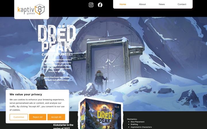 Screenshot of kaptiv8games.com