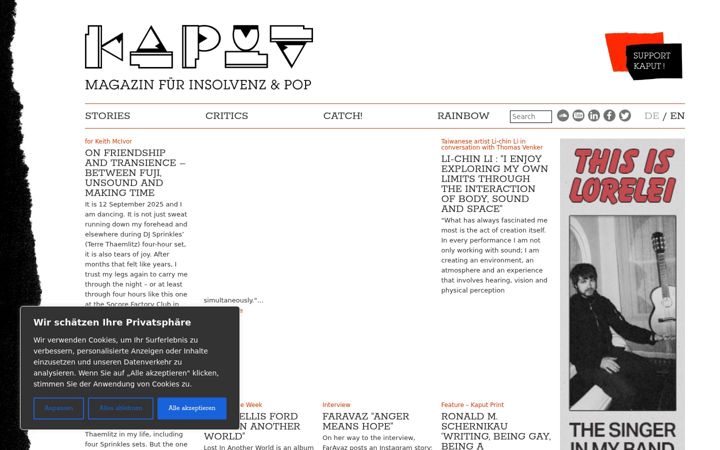 Screenshot of kaput-mag.com