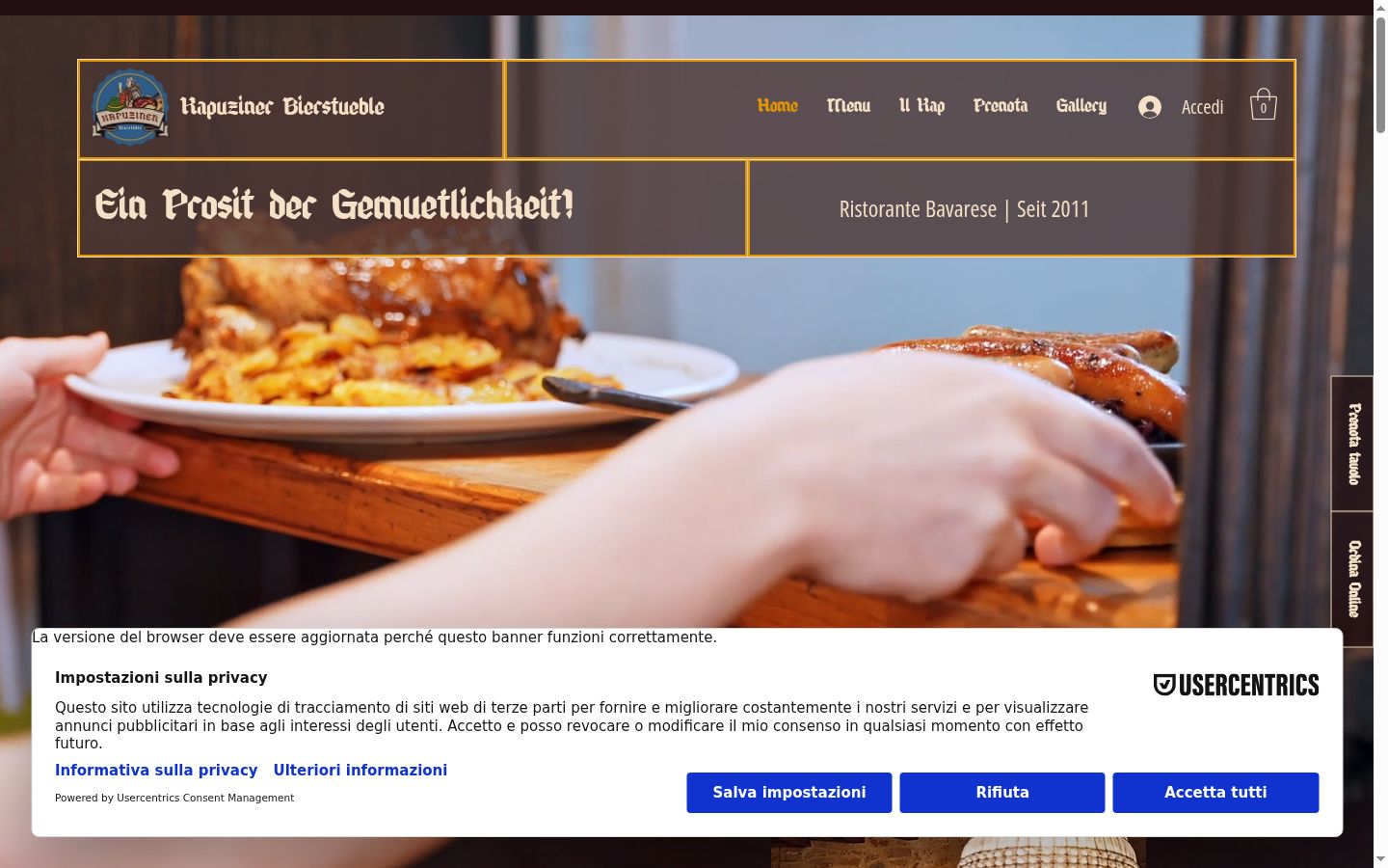 Screenshot des Einwilligungsbanners vor jeglicher Interaktion