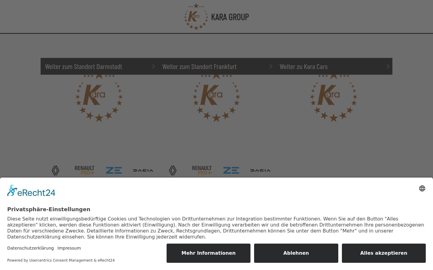 Screenshot des Einwilligungsbanners vor jeglicher Interaktion