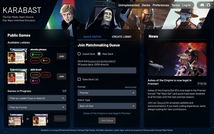 Screenshot of karabast.net