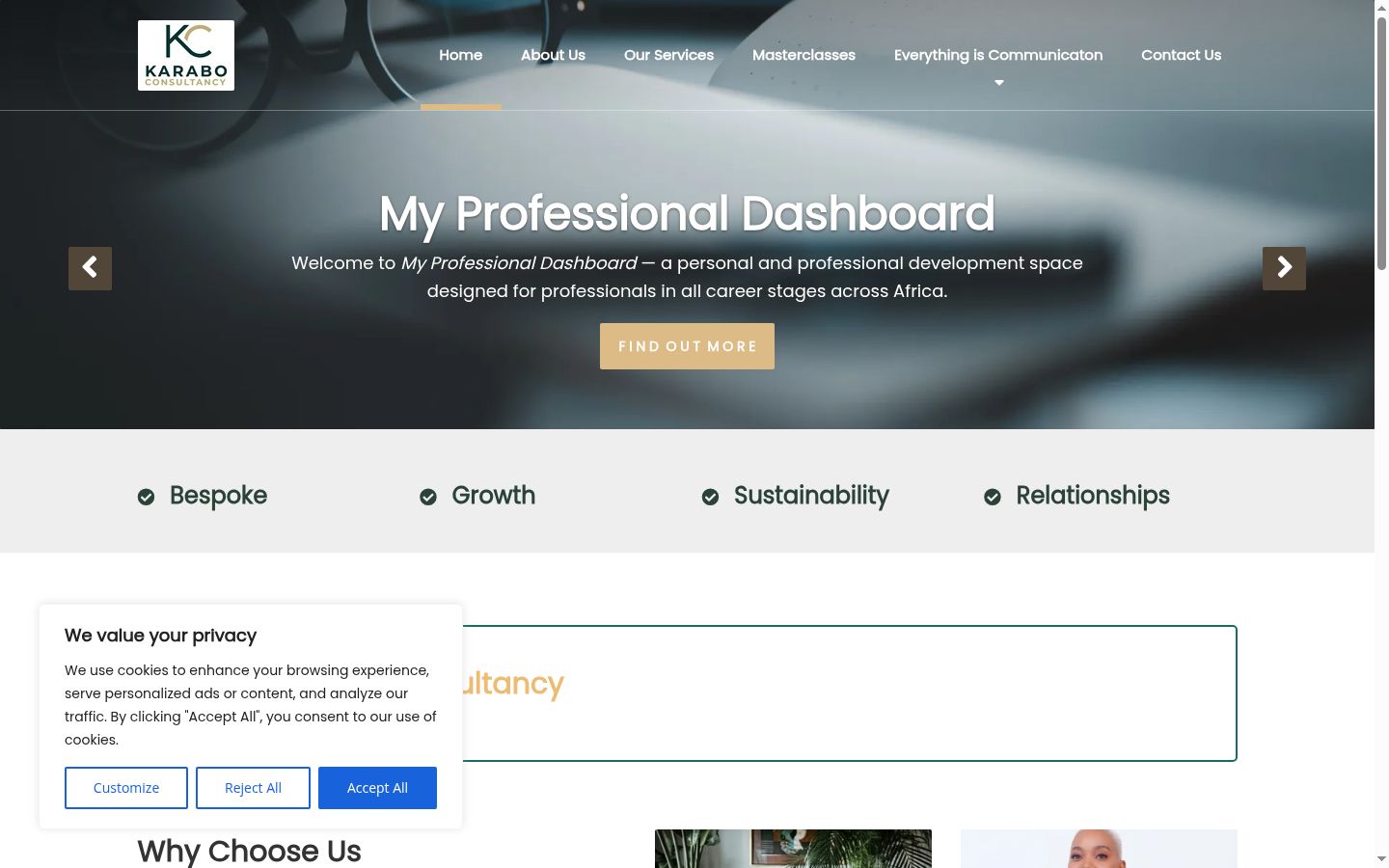 Screenshot of the consent banner shown before any interaction