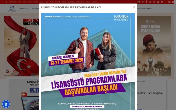 Screenshot of karabuk.edu.tr