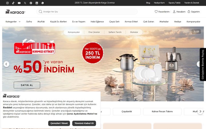 Skærmbillede af karaca.com
