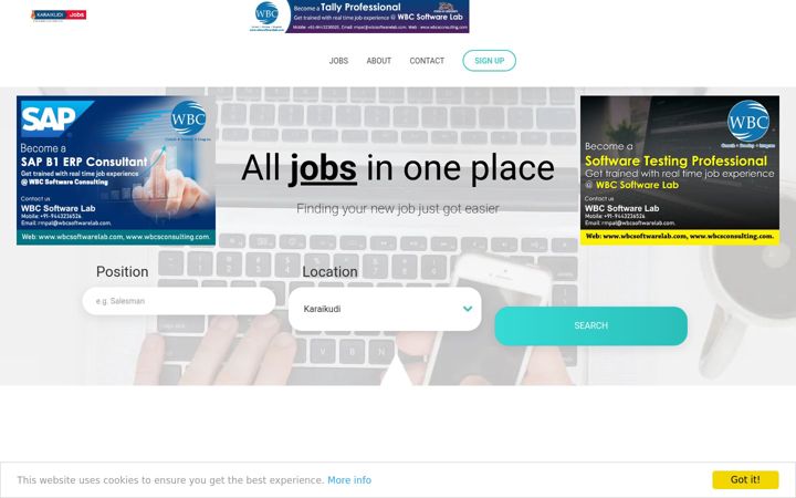 Screenshot of karaikudijobs.com