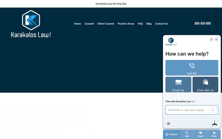 Screenshot of karakaloslaw.com