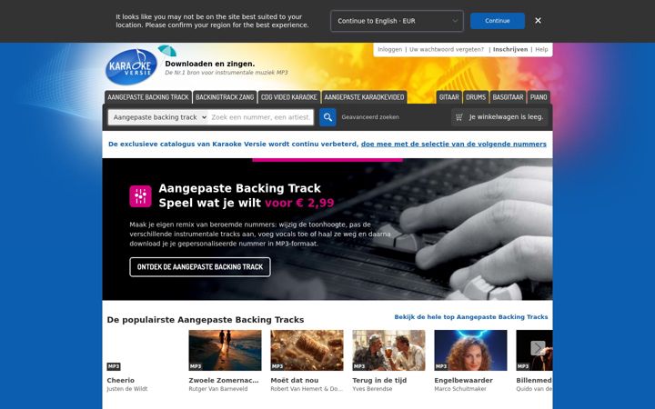 Screenshot of karaoke-versie.nl