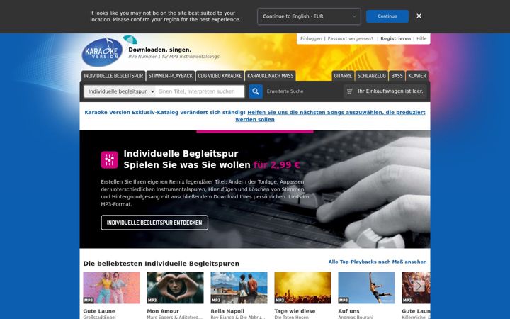 Screenshot of karaoke-version.de
