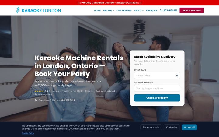 Screenshot of karaokerentallondon.com