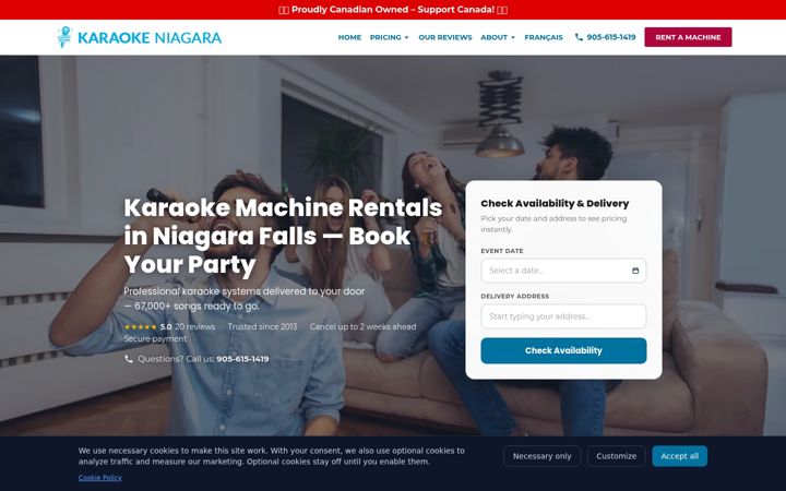 Screenshot of karaokerentalniagara.com