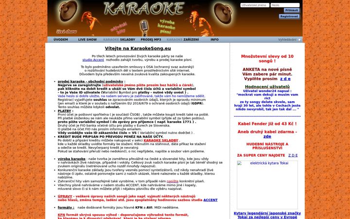 Captură de ecran a karaokesong.eu
