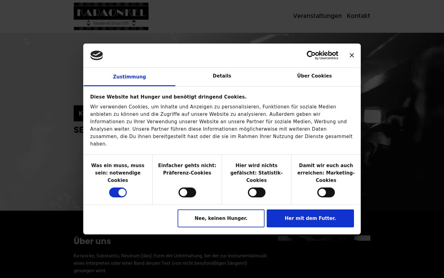Screenshot of the consent banner shown before any interaction