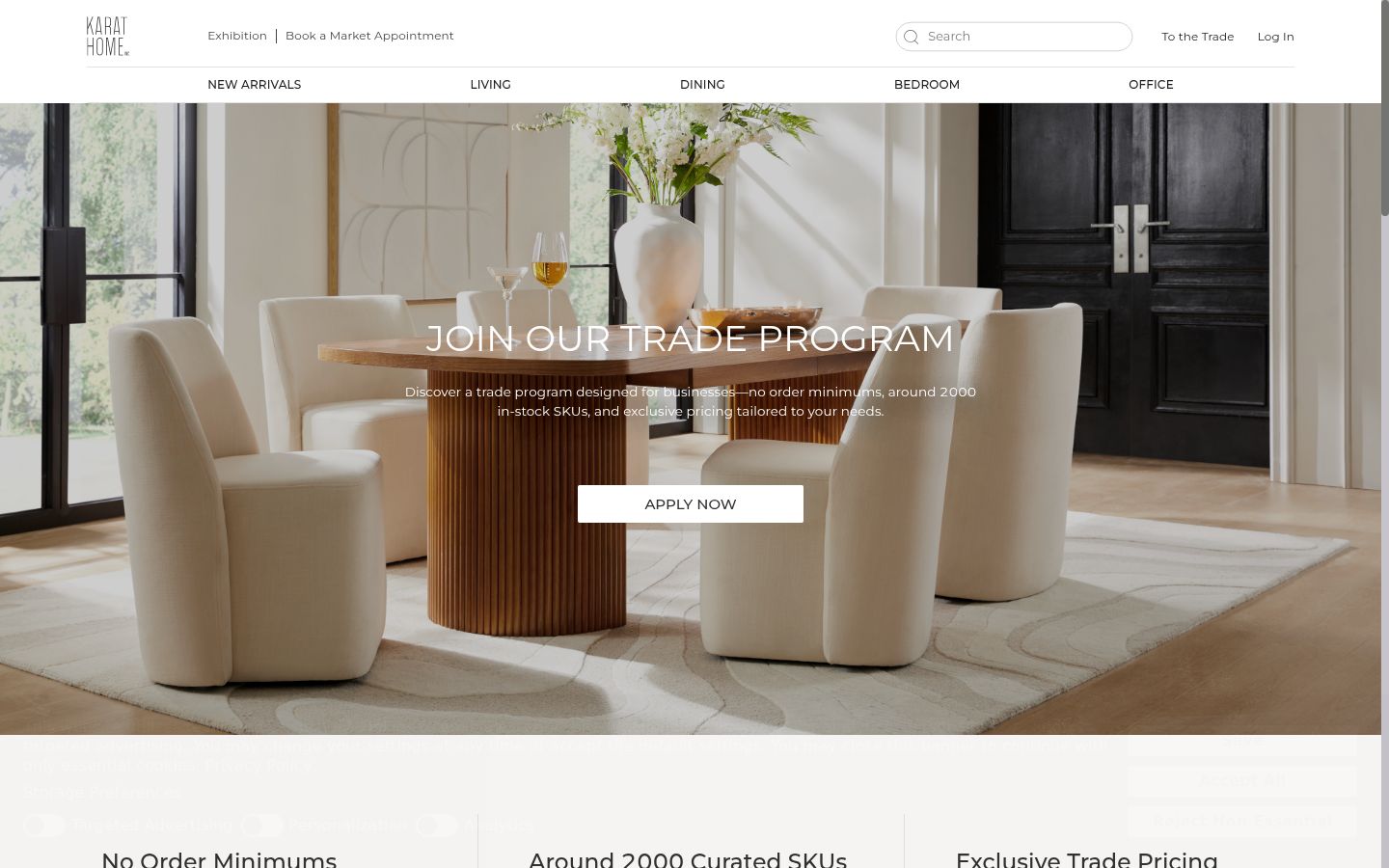 Screenshot of the consent banner shown before any interaction