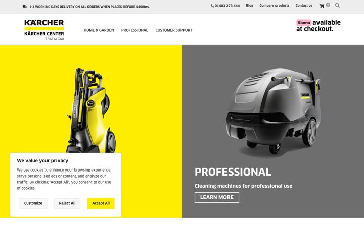 Screenshot of karcher-center-trafalgar.co.uk