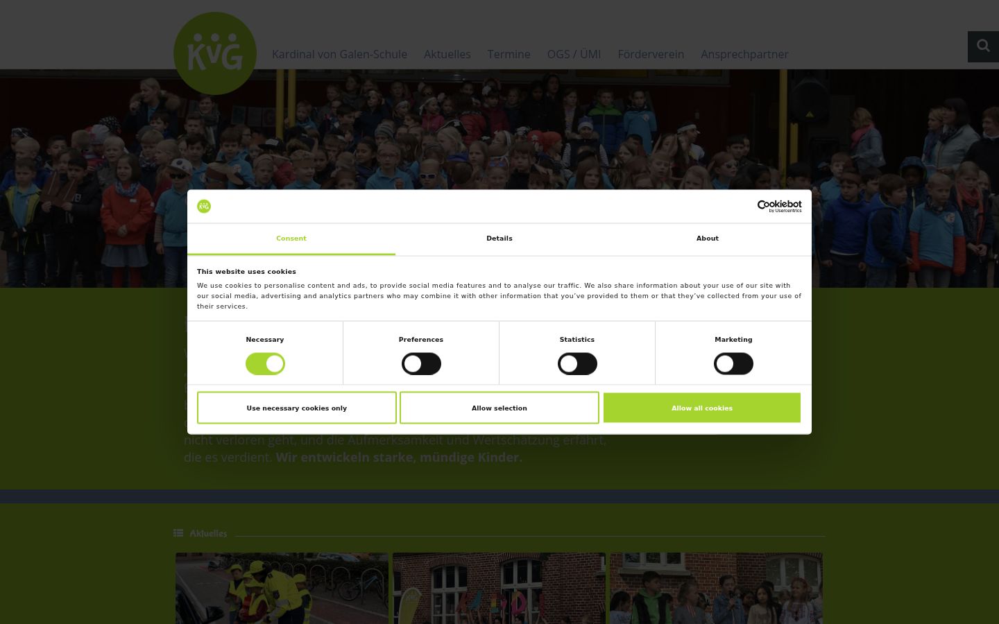 Screenshot del banner di consenso mostrato prima di qualsiasi interazione