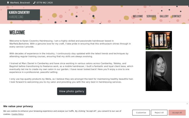 Screenshot of karencoventryhairdressing.co.uk