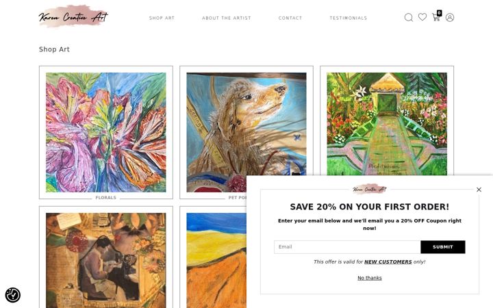 Screenshot of karencreativeart.com