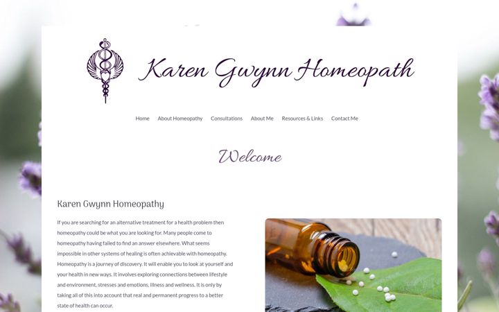 Screenshot of karengwynnhomeopath.co.uk