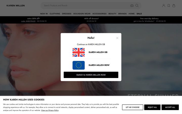 Captură de ecran a karenmillen.com