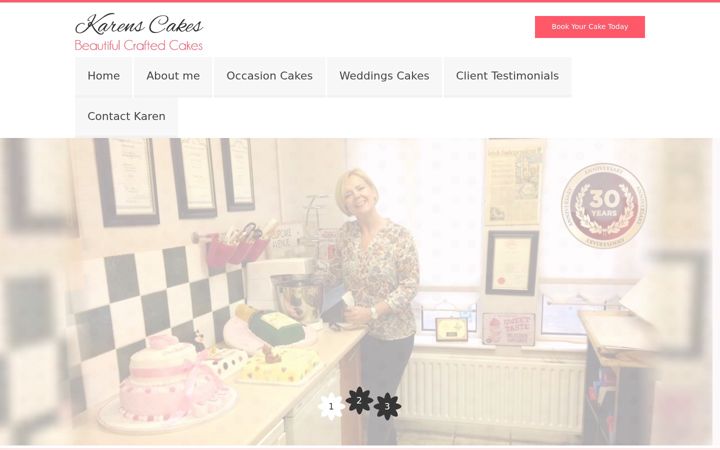 Snímek obrazovky karenscakes.ie