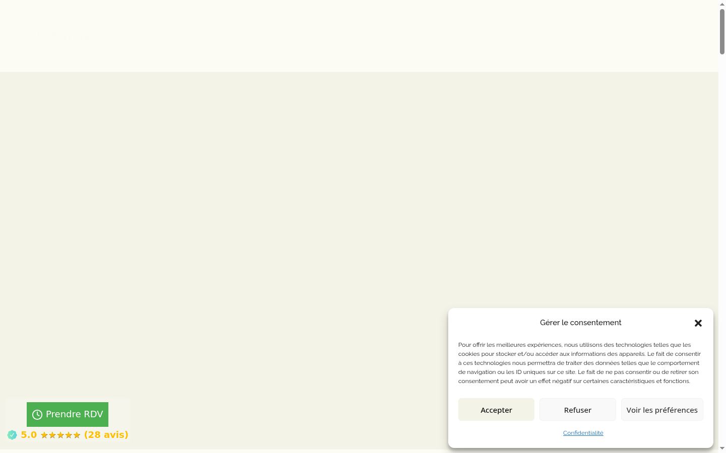 Capture d'écran de la bannière de consentement affichée avant toute interaction