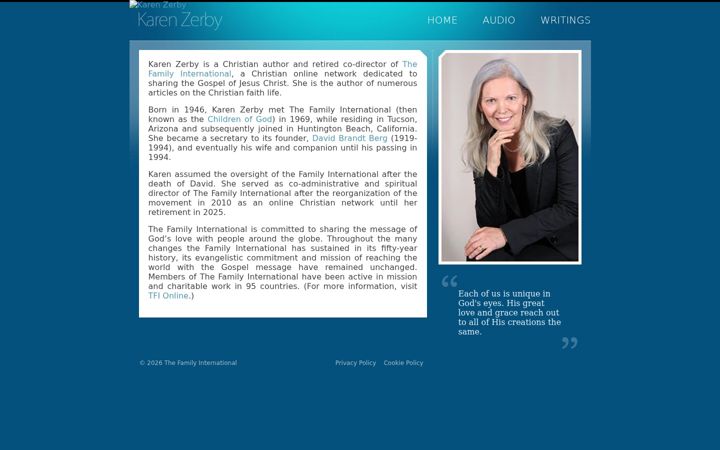 Screenshot of karenzerby.org