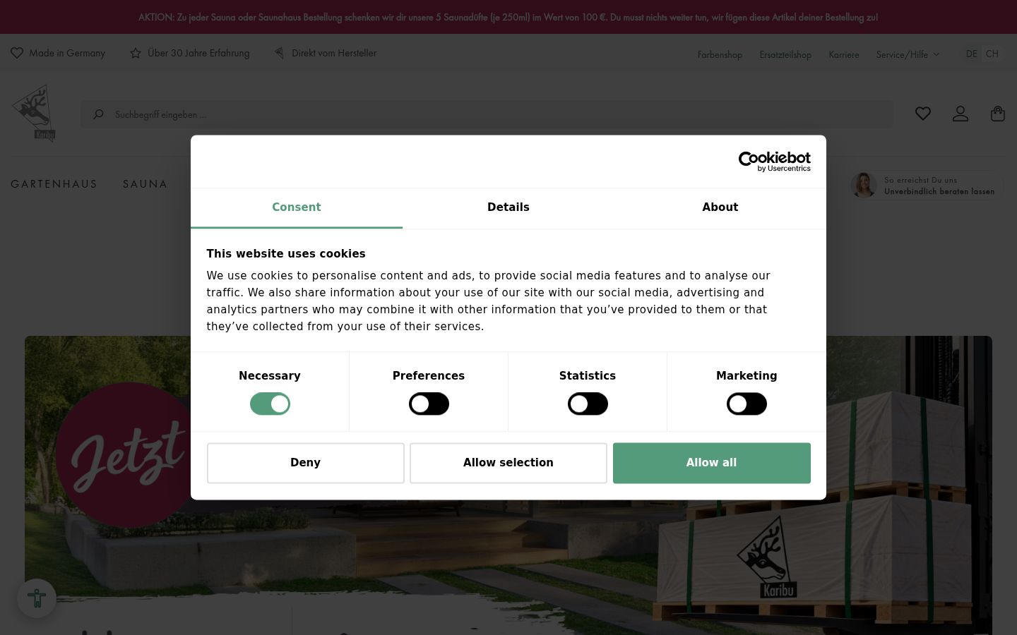 Screenshot of the consent banner shown before any interaction