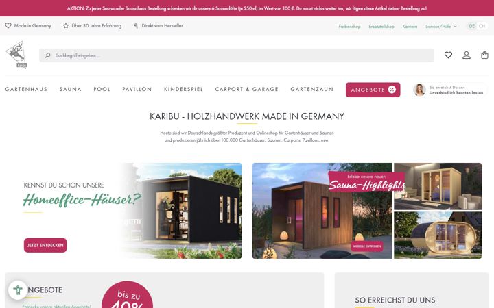Screenshot of karibu.de