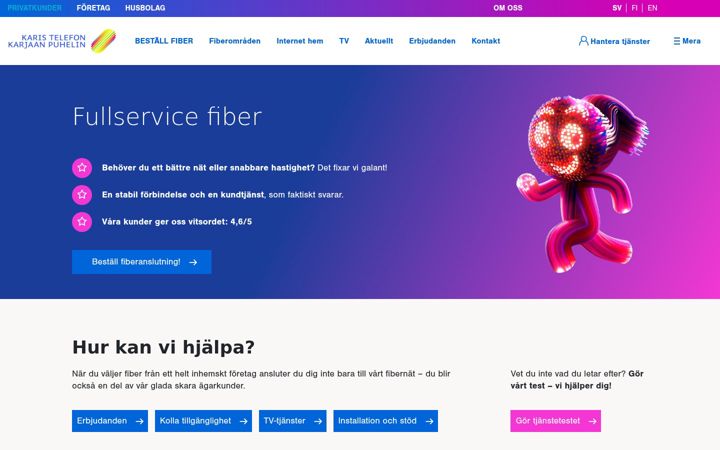 Screenshot of karistelefon.fi