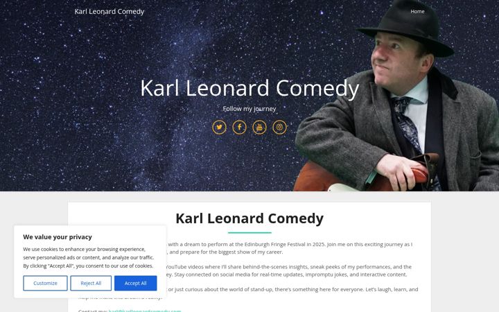Screenshot of karlleonardcomedy.com