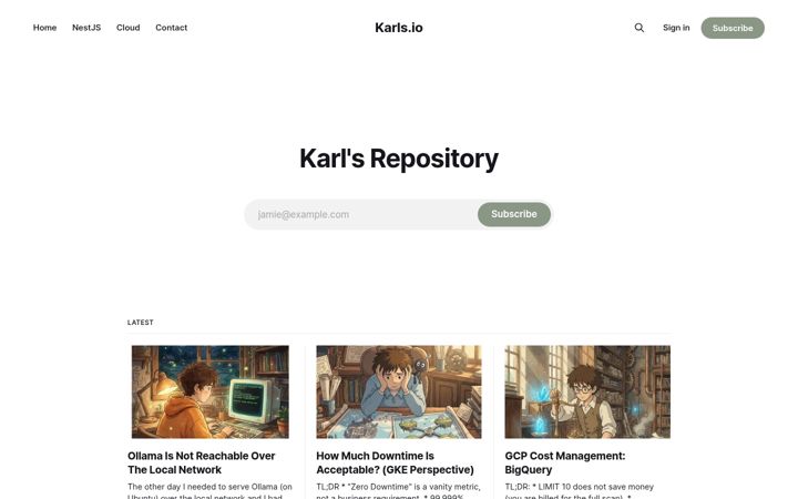 Posnetek zaslona karls.io