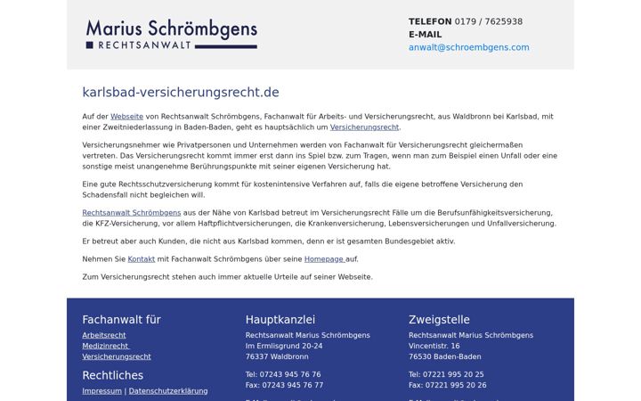 Screenshot of karlsbad-versicherungsrecht.de