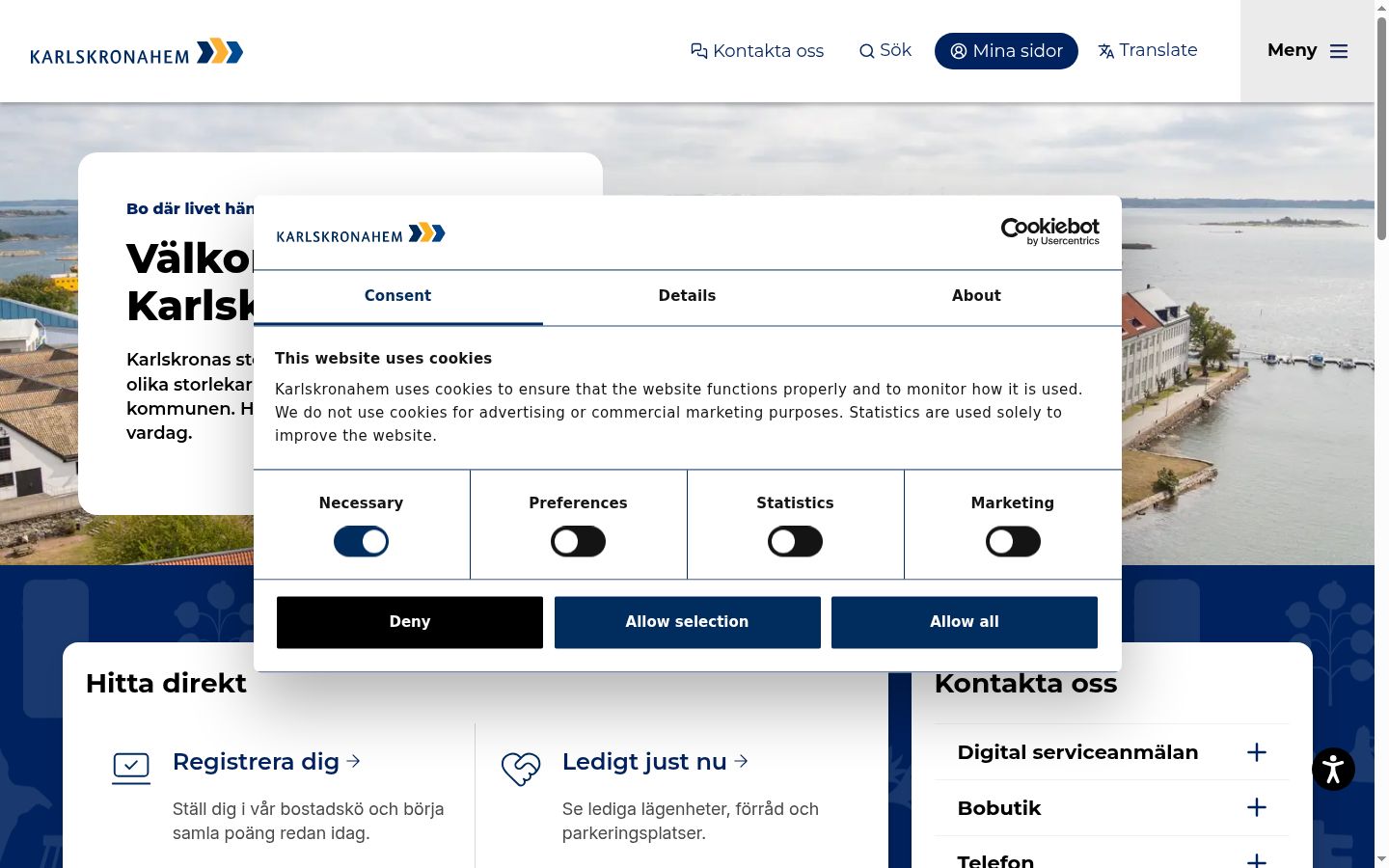 Snímka obrazovky banera súhlasu zobrazeného pred akoukoľvek interakciou