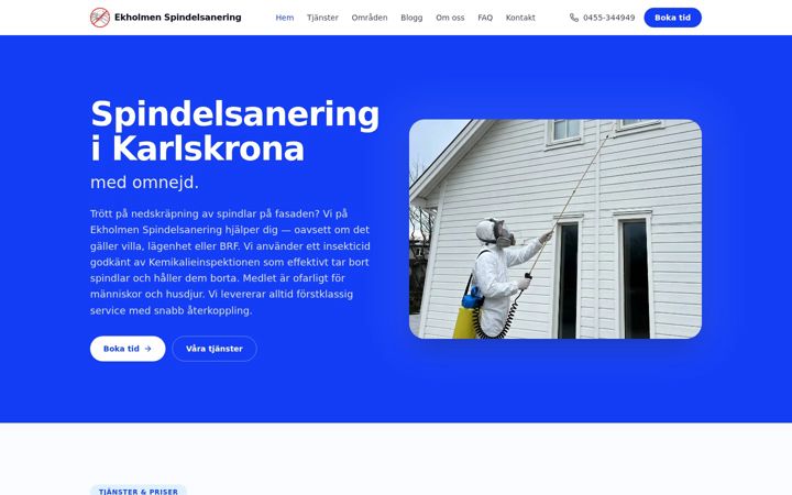 Screenshot of karlskronaspindelsanering.se
