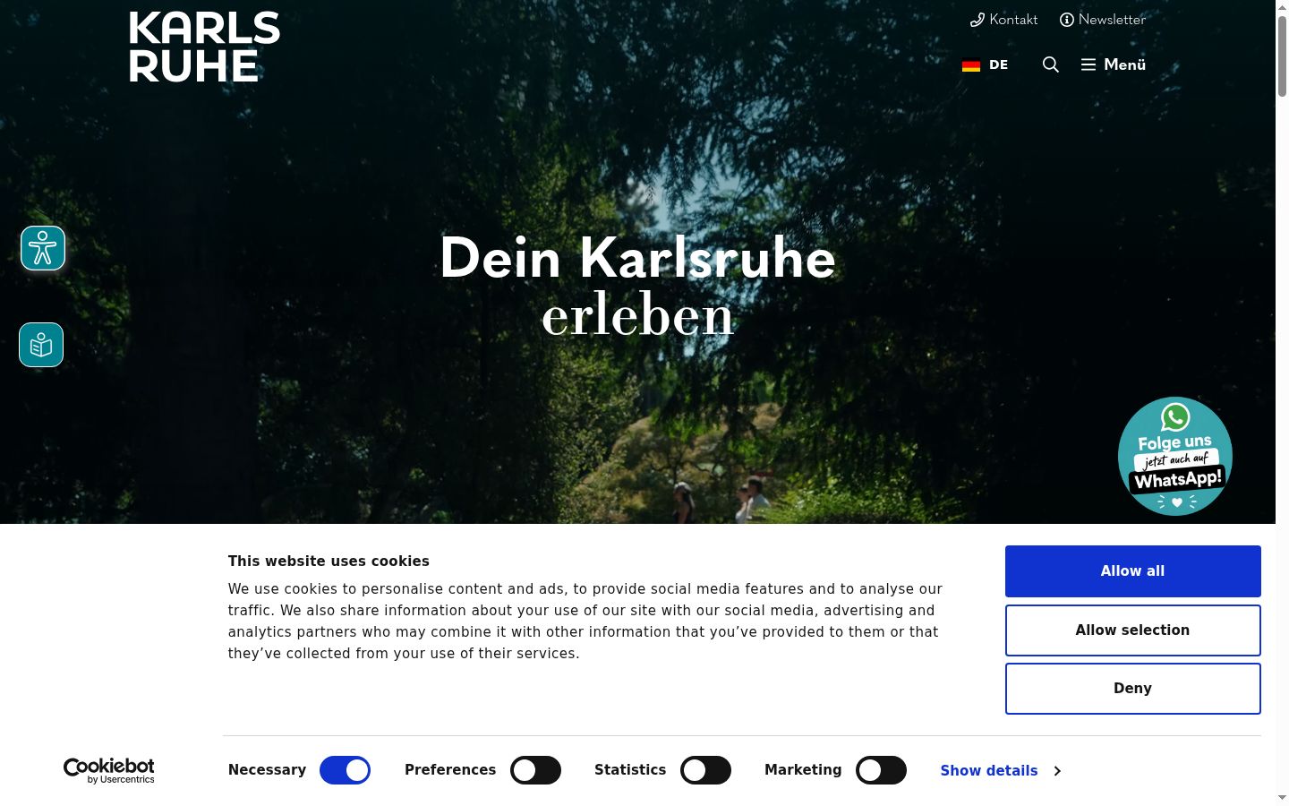 Screenshot des Einwilligungsbanners vor jeglicher Interaktion